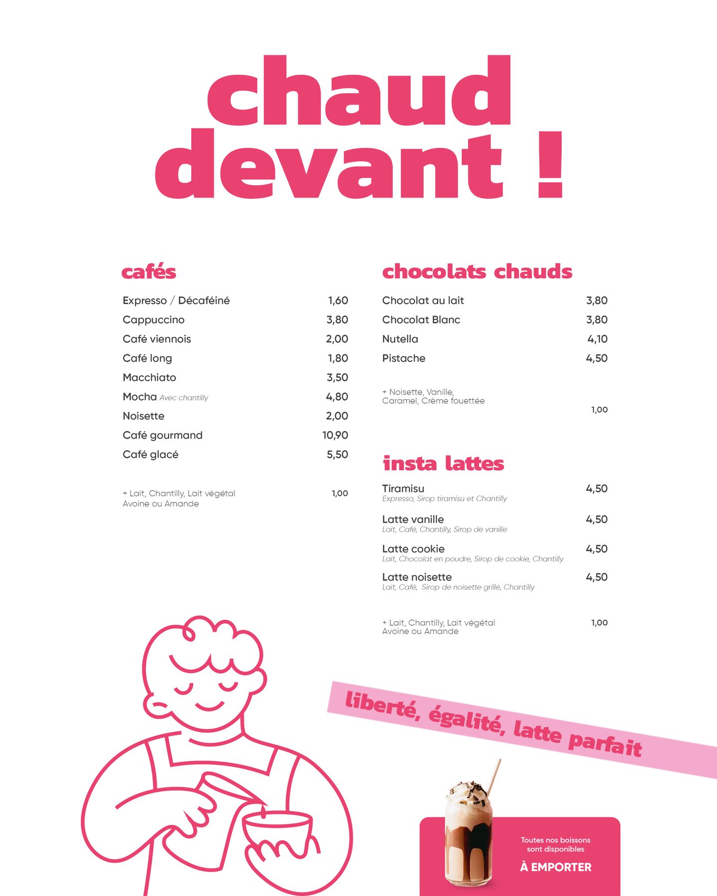 boissons chaudes cafés chocolats menu bay cake carcassonne