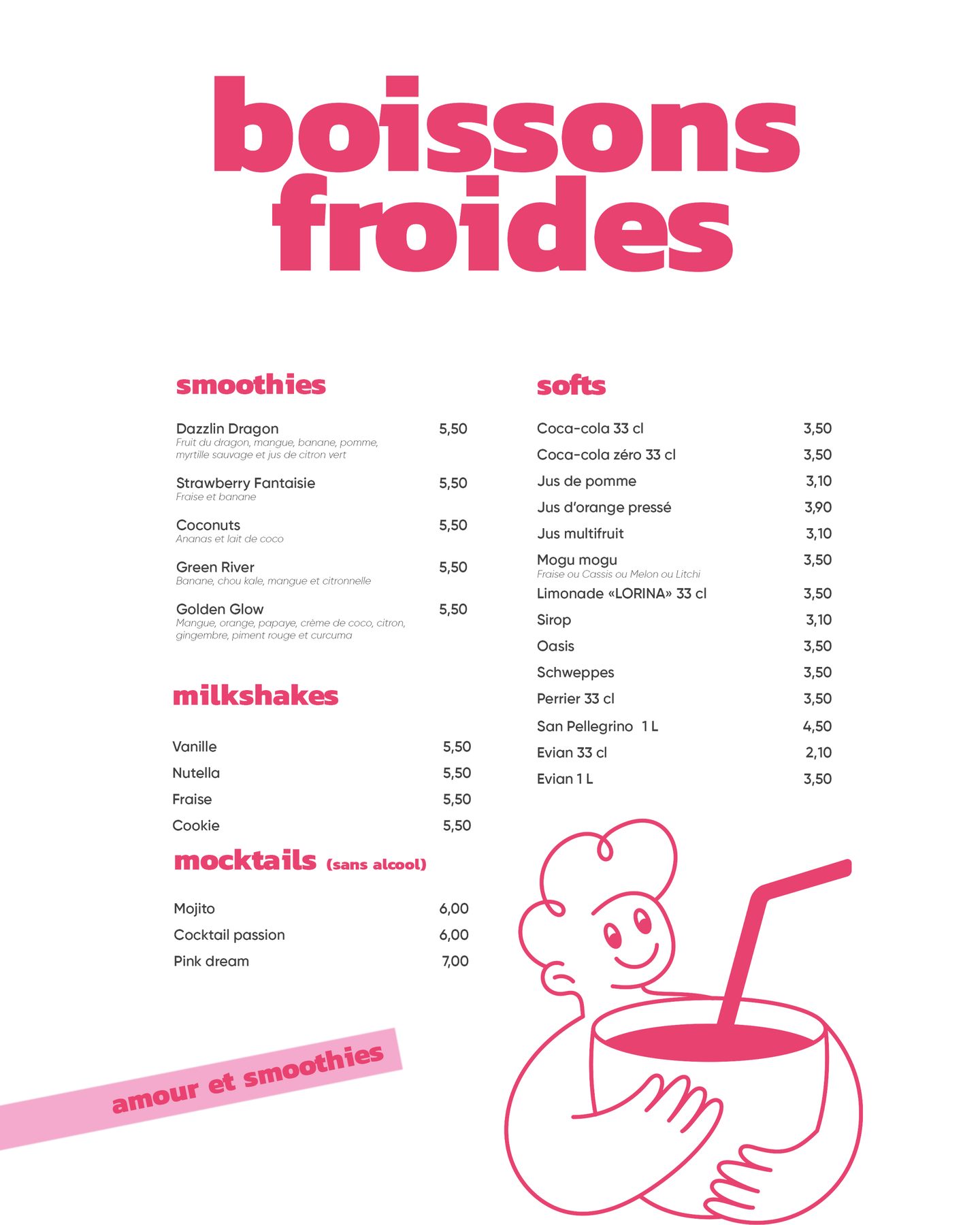 boissons fraîches smoothies milkshakes menu bay cake carcassonne