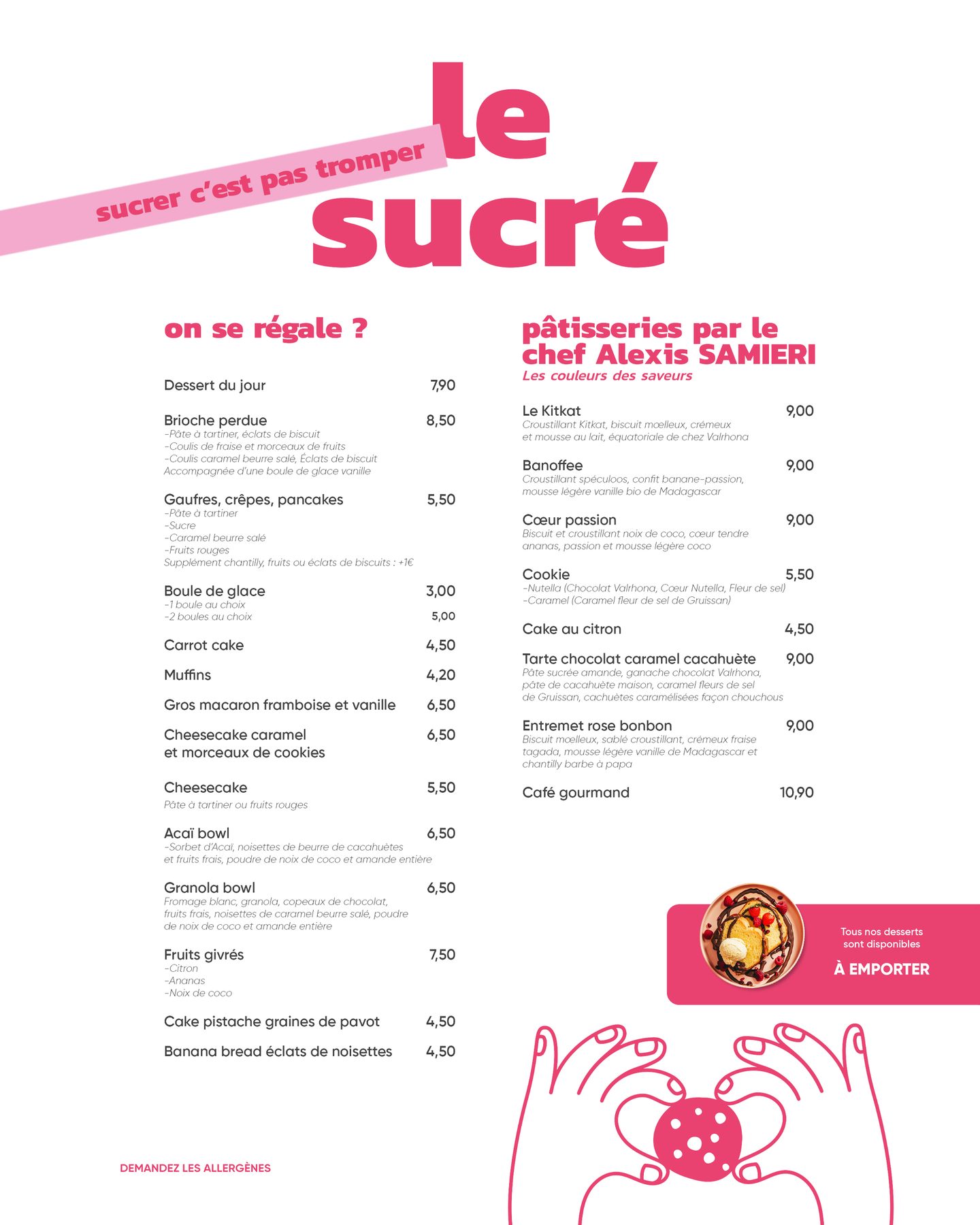 desserts pâtisseries côté sucré menu bay cake carcassonne
